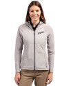 San Diego Padres Cooperstown Cutter & Buck Adapt Eco Knit Hybrid Recycled Womens Full Zip Jacket Polished Medium Gray Front Thumbnail Image