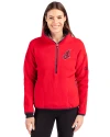 Cleveland Indians Cooperstown Cutter & Buck Cascade Eco Fleece Womens Pullover Jacket Red/Navy Blue Front Thumbnail Image