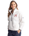 Atlanta Braves Cooperstown Cutter & Buck Cascade Eco Fleece Womens Pullover Jacket Shell/Navy Blue Front Thumbnail Image