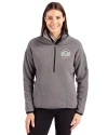 Milwaukee Brewers Cooperstown Cutter & Buck Cascade Eco Fleece Womens Pullover Jacket Elemental Grey/Black Front Thumbnail Image