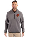 Baltimore Orioles Cooperstown Cutter & Buck Cascade Eco Fleece Mens Quarter Zip Jacket Elemental Grey/Black Front Thumbnail Image