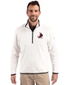 View image 7: St. Louis Cardinals Cooperstown Cutter & Buck Cascade Epic Comfort Recycled Sherpa Fleece Mens Quarter Zip Jacket Shell/Navy Blue Front