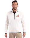 Atlanta Braves Cooperstown Cutter & Buck Cascade Eco Fleece Mens Quarter Zip Jacket Shell/Navy Blue Front Thumbnail Image