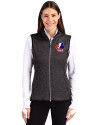 Montreal Expos Cooperstown Cutter & Buck Mainsail Sweater Knit Womens Full Zip Vest Charcoal Heather Front Thumbnail Image