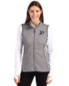 Tampa Bay Rays Cooperstown Cutter & Buck Mainsail Sweater Knit Womens Full Zip Vest Polished Heather Front Thumbnail Image