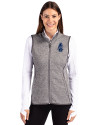Chicago Cubs Cooperstown Cutter & Buck Mainsail Sweater Knit Womens Full Zip Vest Polished Heather Front Thumbnail Image