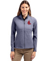 Boston Red Sox Cooperstown Cutter & Buck Adapt Eco Knit Heather Recycled Womens Full Zip Navy Blue Heather Front Thumbnail Image