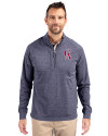 Los Angeles Angels Cooperstown Cutter & Buck Adapt Eco Knit Heather Mens Quarter Zip Pullover Navy Blue Heather Front Thumbnail Image