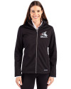 Chicago White Sox Cooperstown Cutter & Buck Evoke Softshell Recycled Full Zip Womens Jacket Black Front Thumbnail Image
