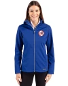 New York Yankees Cooperstown Cutter & Buck Evoke Softshell Recycled Full Zip Womens Jacket Tour Blue Front Thumbnail Image