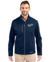 Kansas City Royals Cooperstown Cutter & Buck Evoke Softshell Recycled Full Zip Mens Jacket Navy Blue Front Thumbnail Image