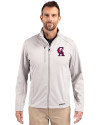 Los Angeles Angels Cooperstown Cutter & Buck Evoke Softshell Recycled Full Zip Mens Jacket CONCRETE Front Thumbnail Image
