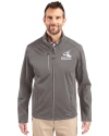 Chicago White Sox Cooperstown Cutter & Buck Evoke Softshell Recycled Full Zip Mens Jacket Elemental Grey Front Thumbnail Image