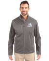 Chicago White Sox Cooperstown Cutter & Buck Evoke Softshell Recycled Full Zip Mens Jacket Elemental Grey Front Thumbnail Image