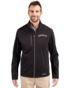 Colorado Rockies Cooperstown Cutter & Buck Evoke Softshell Recycled Full Zip Mens Jacket Black Front Thumbnail Image
