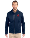 Boston Red Sox Cooperstown Cutter & Buck Evoke Softshell Recycled Full Zip Mens Jacket Navy Blue Front Thumbnail Image