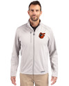 View image 4: Baltimore Orioles Cooperstown Cutter & Buck Evoke Recycled Honeycomb Fleece Mens Full Zip Jacket CONCRETE Front