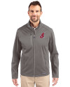 Cleveland Indians Cooperstown Cutter & Buck Evoke Softshell Recycled Full Zip Mens Jacket Elemental Grey Front Thumbnail Image