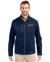 Detroit Tigers Cooperstown Cutter & Buck Evoke Softshell Recycled Full Zip Mens Jacket Navy Blue Front Thumbnail Image