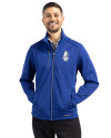 Chicago Cubs Cooperstown Cutter & Buck Evoke Softshell Recycled Full Zip Mens Jacket Tour Blue Front Thumbnail Image
