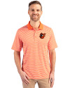 Baltimore Orioles Cooperstown Cutter & Buck Forge Tonal Stripe Stretch Mens Big and Tall Polo College Orange Front Thumbnail Image