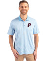 Philadelphia Phillies Cooperstown Cutter & Buck Forge Tonal Stripe Stretch Mens Big and Tall Polo Atlas Light Blue Front Thumbnail Image
