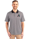 Arizona Diamondbacks Cooperstown Cutter & Buck Forge Tonal Stripe Stretch Mens Big and Tall Polo Black Front Thumbnail Image