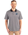 Tampa Bay Rays Cooperstown Cutter & Buck Forge Tonal Stripe Stretch Mens Big and Tall Polo Black Front Thumbnail Image