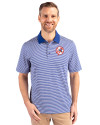 New York Yankees Cooperstown Cutter & Buck Forge Tonal Stripe Stretch Mens Big and Tall Polo Tour Blue Front Thumbnail Image