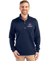 Toronto Blue Jays Cooperstown Cutter & Buck Traverse Stretch Eco Quarter Zip Mens Big and Tall Pullover Liberty Navy Front Thumbnail Image