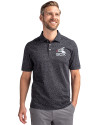 Chicago White Sox Cooperstown Cutter & Buck Advantage Tri-Blend Space Dye Mens Big and Tall Polo Dark Black Front Thumbnail Image