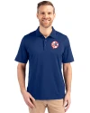 New York Yankees Cooperstown Cutter & Buck Forge Stretch Mens Big & Tall Polo Tour Blue Front Thumbnail Image