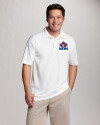 Toronto Blue Jays Cooperstown Cutter & Buck CB Drytec Genre Textured Solid Mens Big and Tall Polo White Front Thumbnail Image