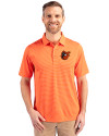 Baltimore Orioles Cooperstown Cutter & Buck Forge Pencil Stripe Stretch Mens Big and Tall Polo College Orange Front Thumbnail Image