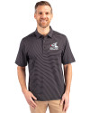 Chicago White Sox Cooperstown Cutter & Buck Forge Pencil Stripe Stretch Mens Big and Tall Polo Black Front Thumbnail Image