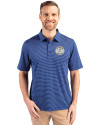 Milwaukee Brewers Cooperstown Cutter & Buck Forge Pencil Stripe Stretch Mens Big and Tall Polo Tour Blue Front Thumbnail Image