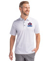 Toronto Blue Jays Cooperstown Cutter & Buck Pike Double Dot Print Stretch Mens Big and Tall Polo Charcoal Front Thumbnail Image