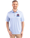 Toronto Blue Jays Cooperstown Cutter & Buck Pike Double Dot Print Stretch Mens Big and Tall Polo Tour Blue Front Thumbnail Image