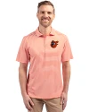 View image 4: Baltimore Orioles Cooperstown Cutter & Buck Virtue Recycled Stripe Featherlight Pique Mens Big & Tall Polo College Orange Front