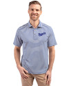 Kansas City Royals Cooperstown Cutter & Buck Virtue Eco Pique Stripe Recycled Mens Big and Tall Polo Tour Blue Front Thumbnail Image