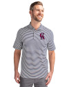 Los Angeles Angels Cooperstown Cutter & Buck Virtue Eco Pique Stripe Recycled Mens Big and Tall Polo Navy Blue Front Thumbnail Image