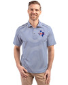 Texas Rangers Cooperstown Cutter & Buck Virtue Eco Pique Stripe Recycled Mens Big and Tall Polo Tour Blue Front Thumbnail Image
