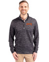 Pittsburgh Pirates Cooperstown Cutter & Buck Traverse Stretch Eco Camo Print Quarter Zip Mens Big and Tall Pullover Black Front Thumbnail Image