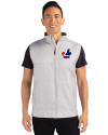 Montreal Expos Cooperstown Cutter & Buck Stealth Hybrid Quilted Mens Big and Tall Windbreaker Vest Polished Medium Gray Front Thumbnail Image