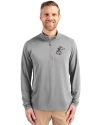 Cincinnati Reds Cooperstown Cutter & Buck Virtue Eco Pique Recycled Quarter Zip Mens Big & Tall Pullover Polished Medium Gray Front Thumbnail Image