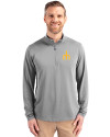 Seattle Mariners Cooperstown Cutter & Buck Virtue Eco Pique Recycled Quarter Zip Mens Big & Tall Pullover Polished Medium Gray Front Thumbnail Image