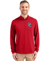 Washington Nationals Cooperstown Cutter & Buck Virtue Eco Pique Recycled Quarter Zip Mens Big & Tall Pullover Red Front Thumbnail Image