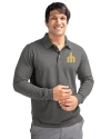 Seattle Mariners Cooperstown Cutter & Buck Advantage Eco Tri-Blend Pique Mens Big and Tall Long Sleeve Polo Elemental Grey Front Thumbnail Image