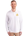 Seattle Mariners Cooperstown Cutter & Buck Advantage Eco Tri-Blend Pique Mens Big and Tall Long Sleeve Polo White Front Thumbnail Image