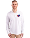 Montreal Expos Cooperstown Cutter & Buck Advantage Eco Tri-Blend Pique Mens Big and Tall Long Sleeve Polo White Front Thumbnail Image